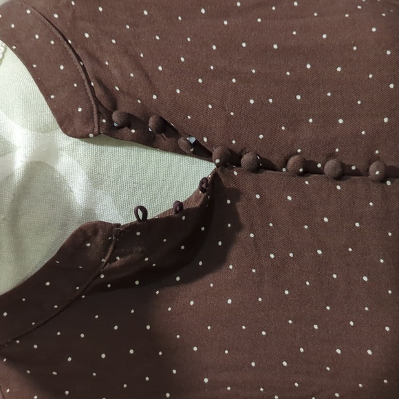 NWOT Selected Femme Brown Polka dot 1/2 button up blouse - Picture 2 of 10